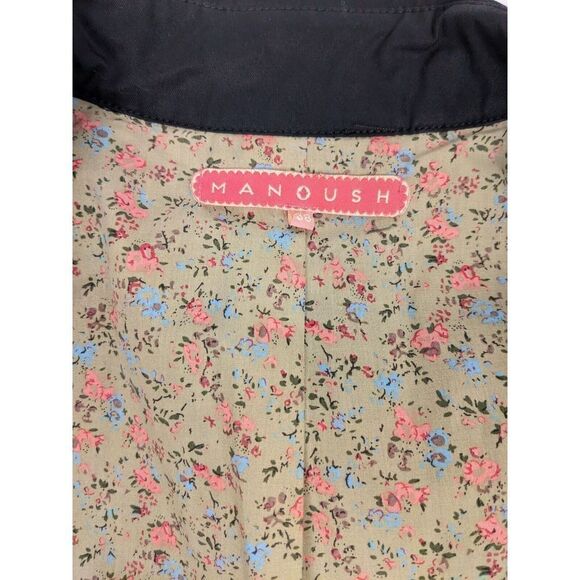 Manoush Anthropologie Black Overcoat Jacket Small Large Buttons Pockets Size 38 - Picture 10 of 13